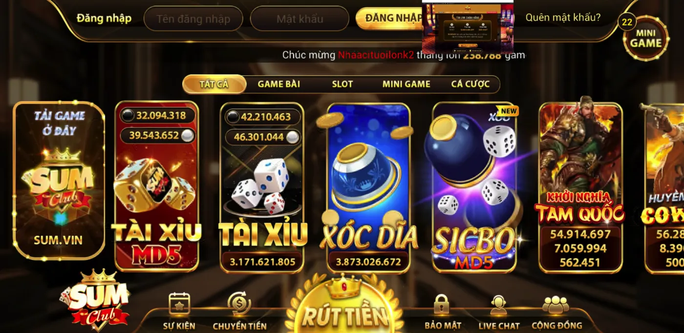 Giao diện cổng game Sumclub bản web chính thức 2026
